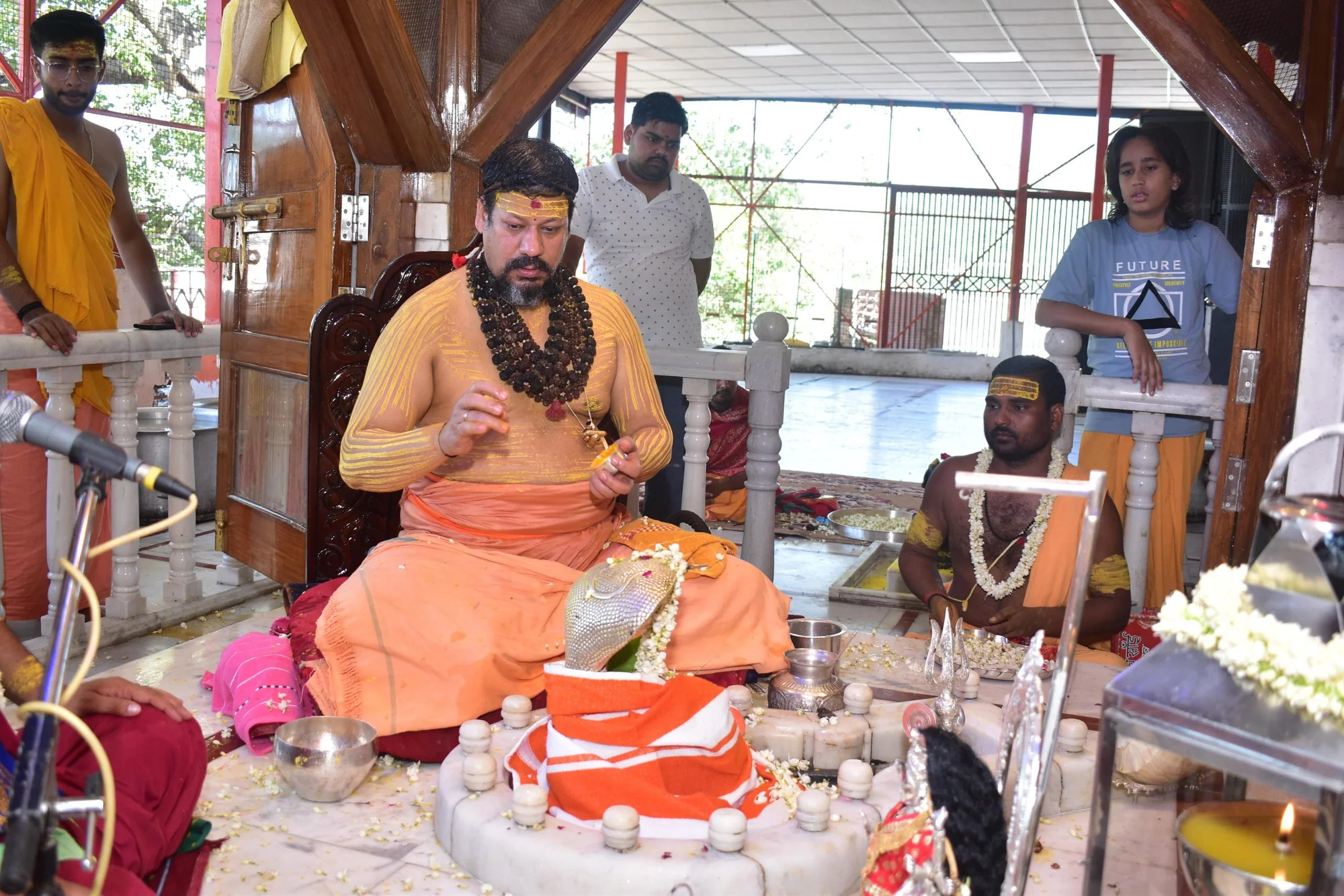 Swami Ji performing Rudrabhishek